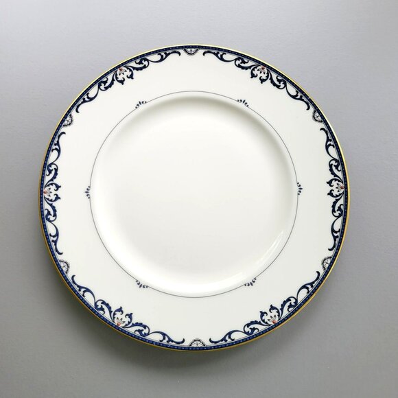 Lenox Royal Scroll Dinner Plate White with Elegant Blue Scroll, Red Dots, USA - Picture 1 of 10